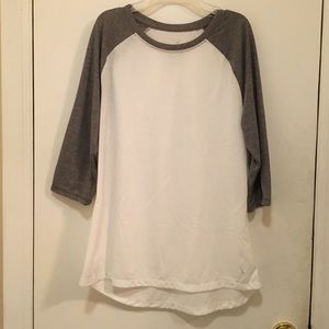 Danskin Now White Gray 3/4 Tee Shirt Large